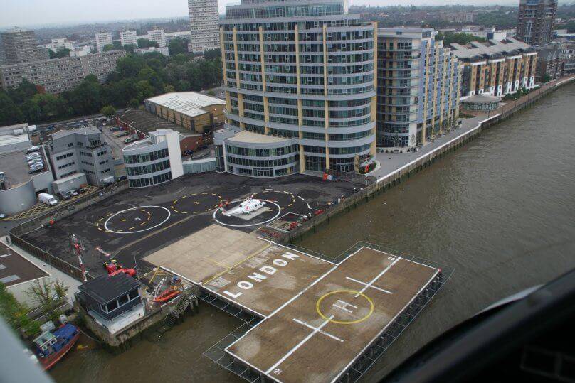 A view of the london heliport from the air